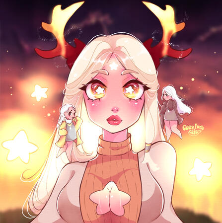 Blurred detailed background + complicated character design + items